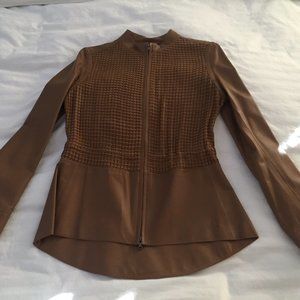 NWT Escada Leather Carmel Ladies Jacket - Size 36